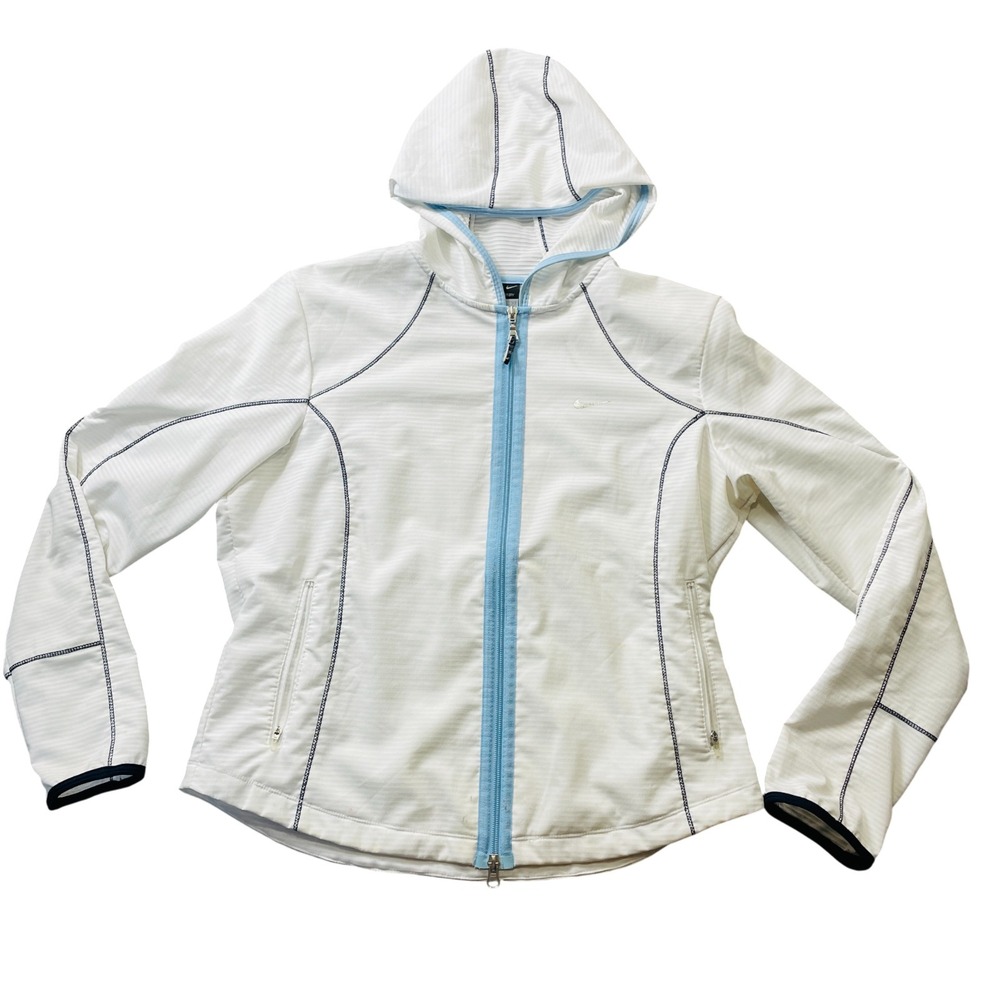Nike Sphere Dry White Hooded Large (12-14) Womens Full Zip Jacket (READ)